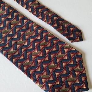 Bill Blass Men's Abstract Burgundy Green Tan Tie